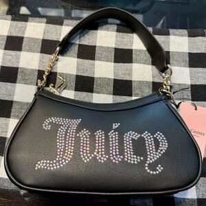 Juicy Couture Black Shoulder Bag with Rhinestone Logo
